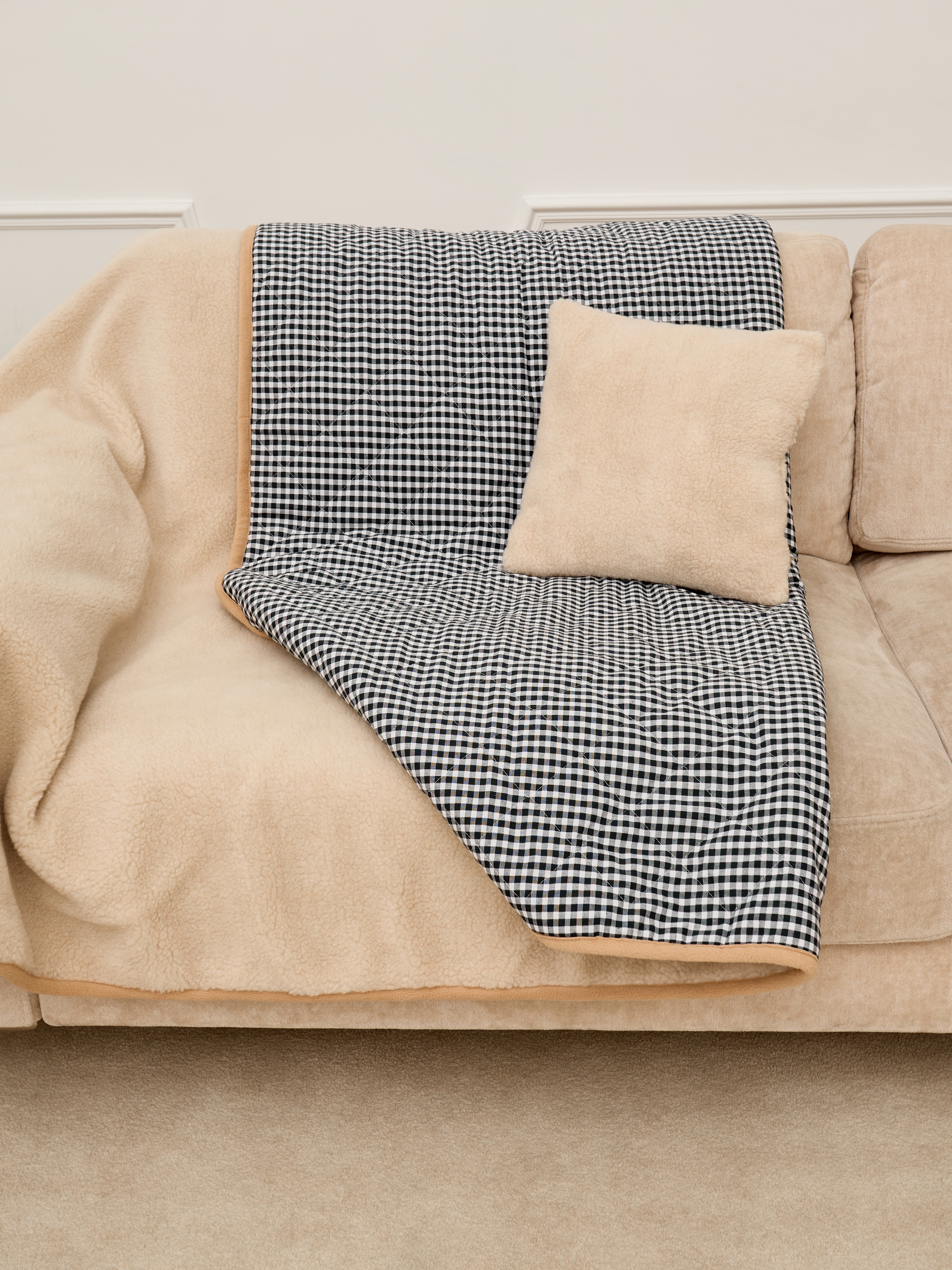 Плед из верблюжьей шерсти и хлопка двусторонний, 145х205 