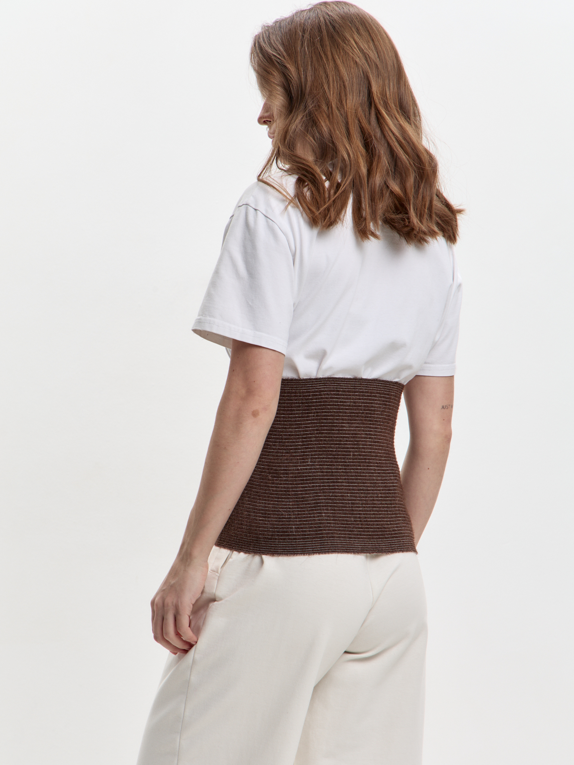 Пояс эластичный согревающий «Зима+Лето» из верблюжьей шерсти и хлопка на липучке 