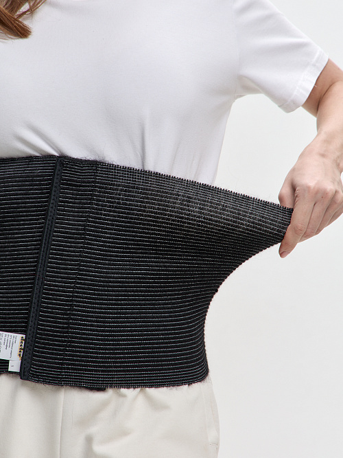 Пояс эластичный согревающий «Зима+Лето» из собачьей шерсти и хлопка на липучке 