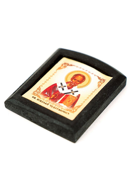 Икона "Николай Чудотворец" в шунгитовой рамке 