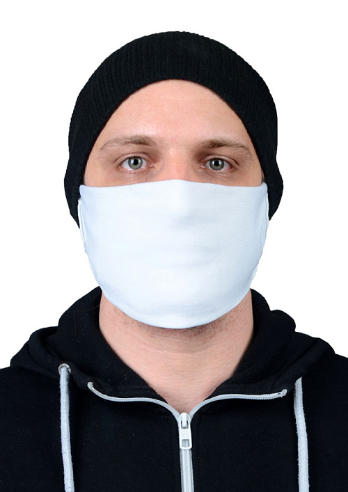 Маска защитная для лица многоразовая из микрофибры, цвет белый 