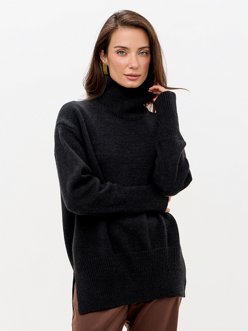 Свитер Гранж с высоким воротом из шерсти мериноса женский 