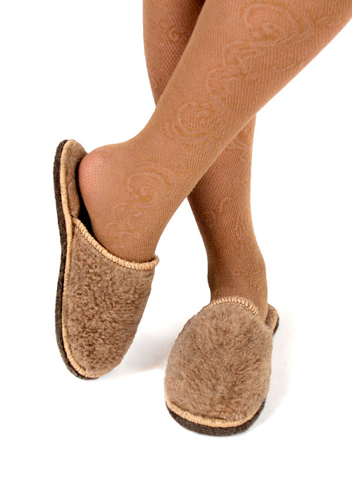 Тапочки меховые из верблюжьей шерсти с войлочной подошвой