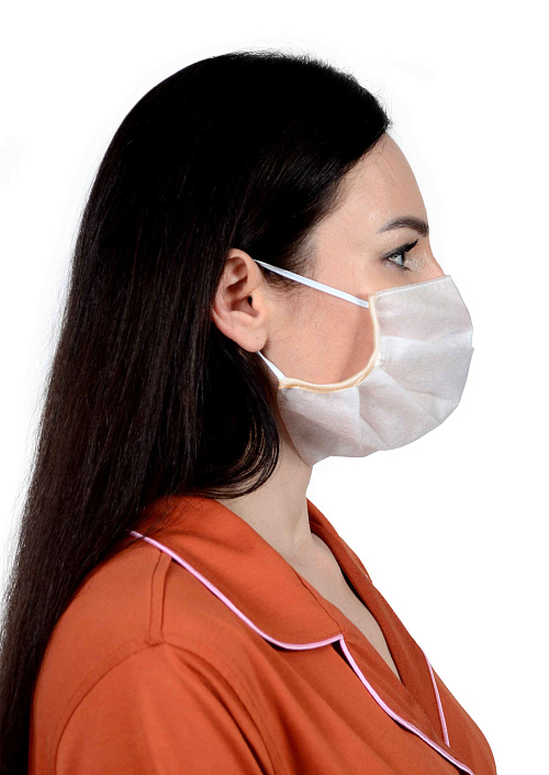 Маска защитная для лица одноразовая, цвет бежевый (упаковка 5 штук) 