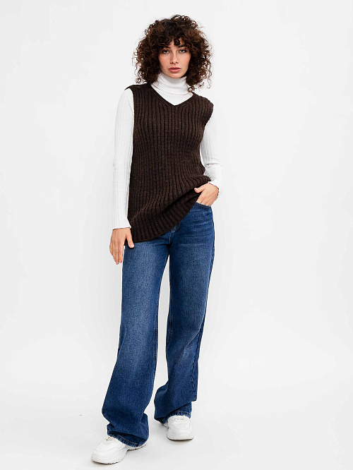 Безрукавка Полоска из верблюжьей шерсти вязаная мужская 