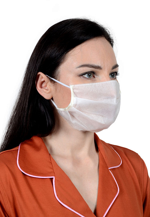 Маска защитная для лица одноразовая, цвет белый (упаковка 5 штук) 