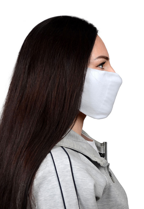 Маска защитная для лица многоразовая из микрофибры, цвет белый 