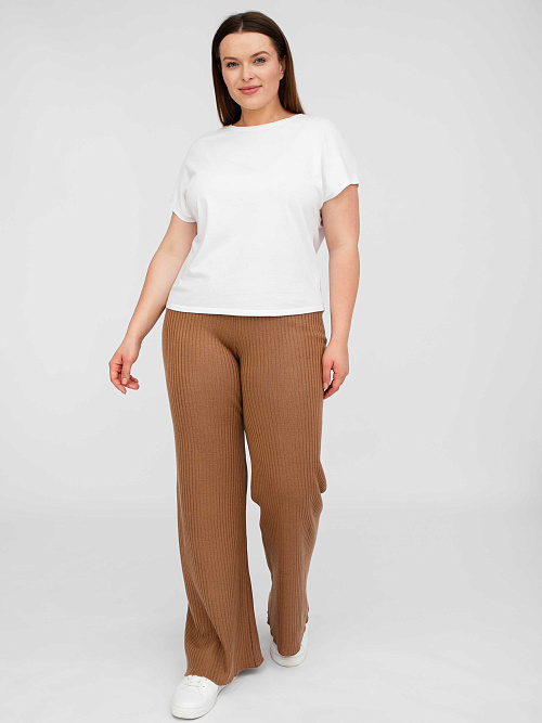 Брюки-клеш Лапша soft вязаные из верблюжьей шерсти женские 