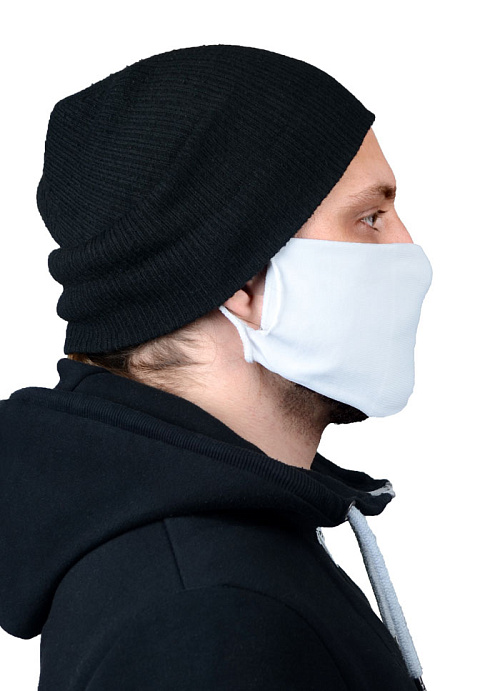 Маска защитная для лица многоразовая из микрофибры, цвет белый 