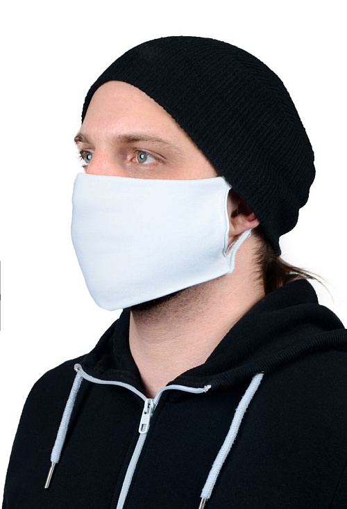 Маска защитная для лица многоразовая из микрофибры, цвет белый 