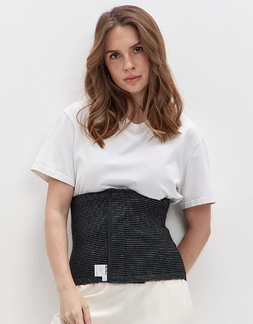 Пояс эластичный согревающий «Зима+Лето» из собачьей шерсти и хлопка на липучке 