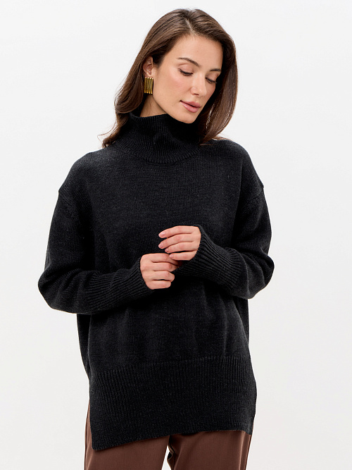 Свитер Гранж с высоким воротом из шерсти мериноса женский 