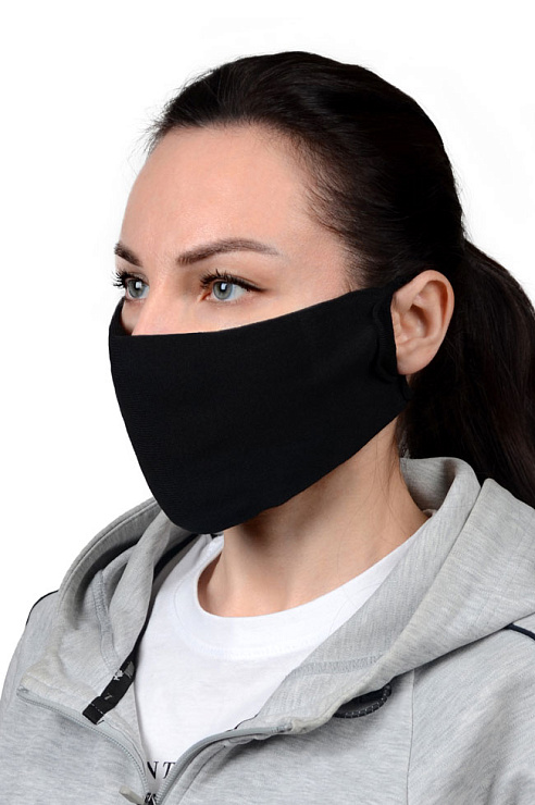 Маска защитная для лица многоразовая из микрофибры, цвет черный 