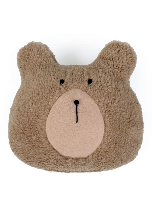 Подушка декоративная меховая из верблюжьей шерсти "Мордочка медведя", 45х25 
