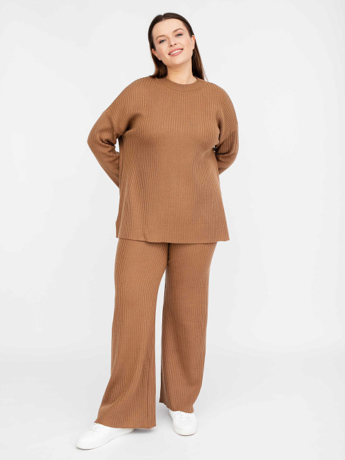 Брюки-клеш Лапша soft вязаные из верблюжьей шерсти женские 