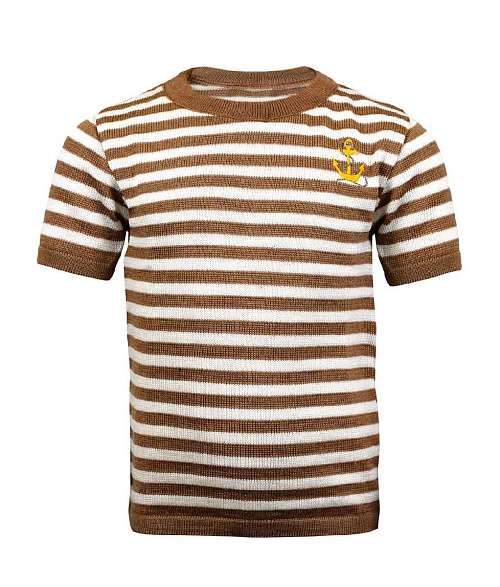 Футболка Тельняшка детская с коротким рукавом из верблюжьей шерсти 