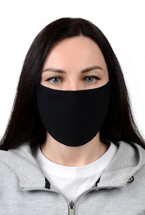 Маска защитная для лица многоразовая из микрофибры, цвет черный 