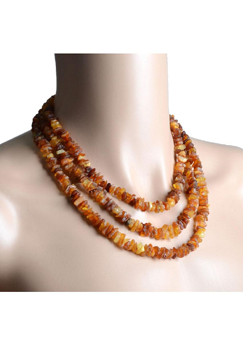 Бусы из янтаря неполированного, 140 см 