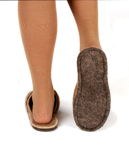 Тапочки меховые из верблюжьей шерсти с войлочной подошвой