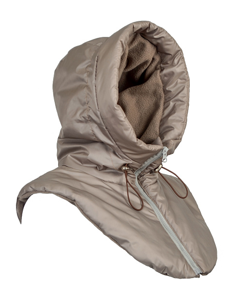 Капюшон - манишка на молнии с утеплителем из верблюжьей шерсти 