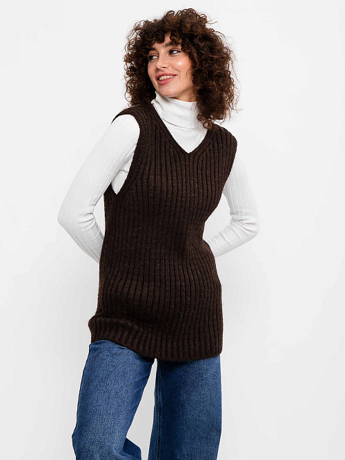 Безрукавка Полоска из верблюжьей шерсти вязаная мужская 