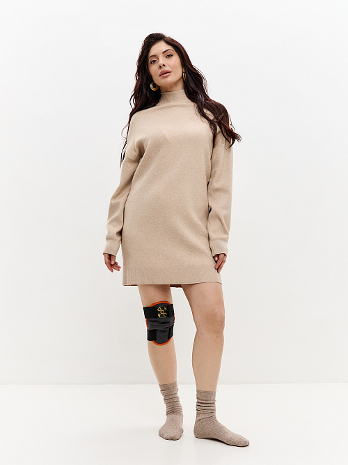 Наколенник фиксирующий согревающий из верблюжьей шерсти с медной нитью 