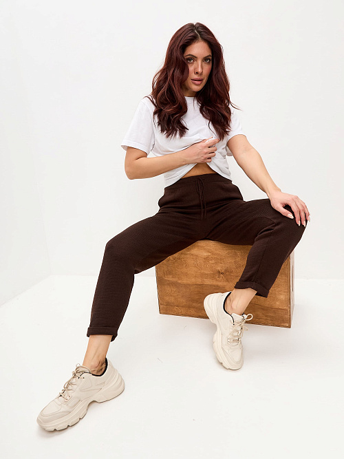 Брюки вязаные из шерсти яка женские