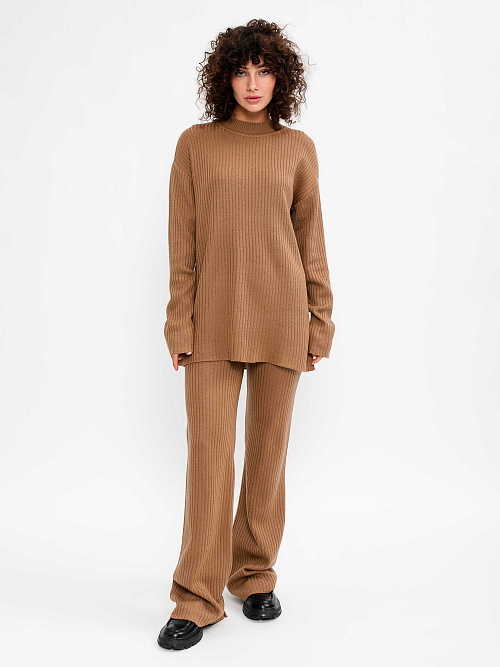 Брюки-клеш Лапша soft вязаные из верблюжьей шерсти женские 