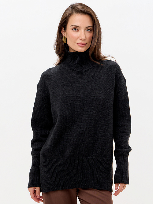 Свитер Гранж с высоким воротом из шерсти мериноса женский 