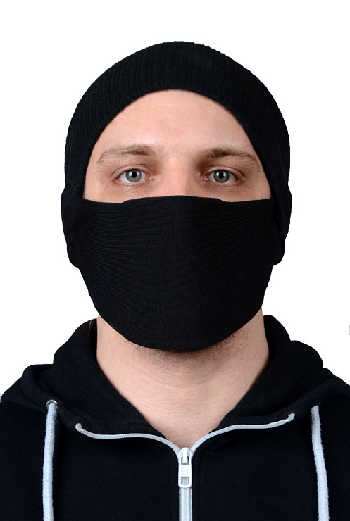 Маска защитная для лица многоразовая из микрофибры, цвет черный 