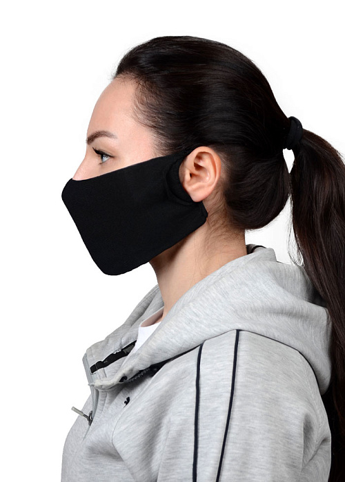 Маска защитная для лица многоразовая из микрофибры, цвет черный 