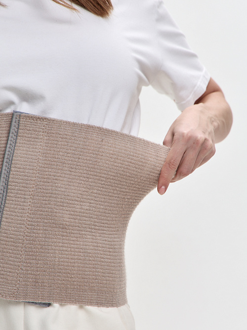 Пояс эластичный согревающий «Зима+Лето» из собачьей шерсти и хлопка на липучке 