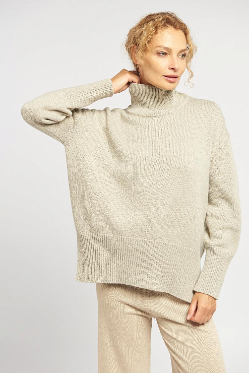 Свитер Гранж с высоким воротом из шерсти мериноса женский 