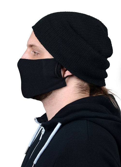 Маска защитная для лица многоразовая из микрофибры, цвет черный 